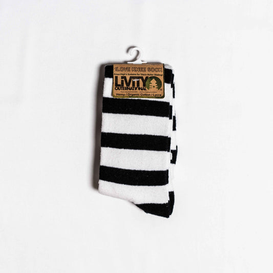 Livity Love Knee Socks / Black n White Stripe